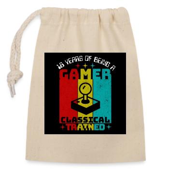 18e anniversaire de Retro Gamer - Sac cadeau en coton avec cordon (14 x 20 cm) - nature - Devant