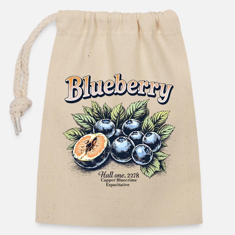 Vintage Blaubeeren - Verschließbarer Geschenkbeutel aus Baumwolle (14x20cm) - Natur