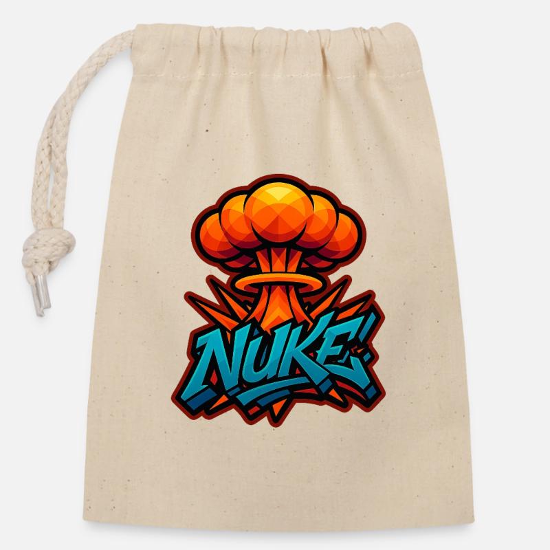NUKE!  - Graffiti Explosion | exclusive Design - Verschließbarer Geschenkbeutel aus Baumwolle (14x20cm) - Natur
