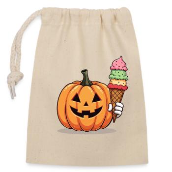 Süßer Grusel Kürbis mit Eiswaffel - Closable cotton gift bag (14x20cm) - nature - Front