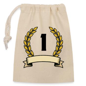 Golden laurel wreath with ribbon 1 - Closable cotton gift bag (14x20cm) - nature - Front