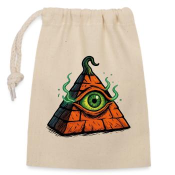 Halloween Pyramide – Das Auge des Schreckens - Verschließbarer Geschenkbeutel aus Baumwolle (14x20cm) - Natur - Vorne