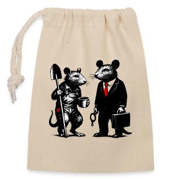 Rat ouvrier et rat de bureau - Sac cadeau en coton avec cordon (14 x 20 cm) - nature - Devant