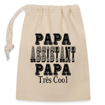 Papa Assistent Papa Sehr Cool - Verschließbarer Geschenkbeutel aus Baumwolle (14x20cm) - Natur - Vorne