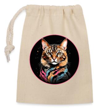 Bengal Cat Portrait - Closable cotton gift bag (14x20cm) - nature - Front