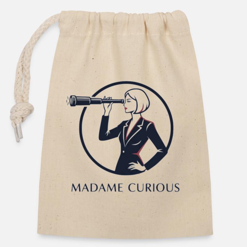 Madame Curious - Closable cotton gift bag (14x20cm) - nature
