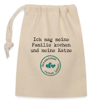 Ich mag meine Familie kochen – Deutsch Spruch - Verschließbarer Geschenkbeutel aus Baumwolle (14x20cm) - Natur - Vorne