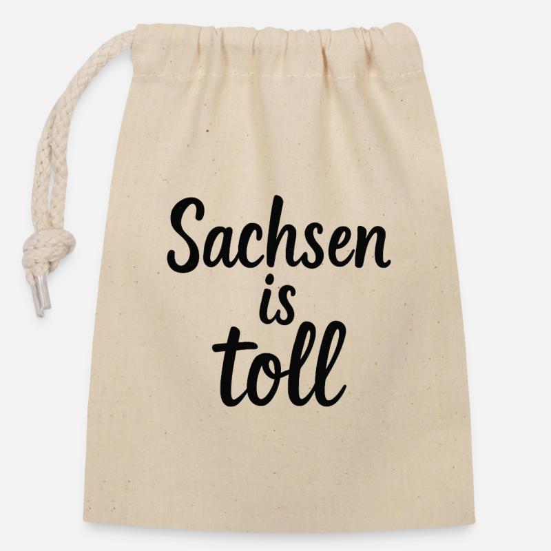 La Saxe est géniale - Sac cadeau en coton avec cordon (14 x 20 cm) - nature