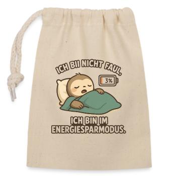 I'm Not Lazy – Power Saving Mode - Closable cotton gift bag (14x20cm) - nature - Front
