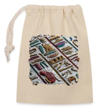 Bunte ägyptische Hieroglyphen Muster - Verschließbarer Geschenkbeutel aus Baumwolle (14x20cm) - Natur - Vorne