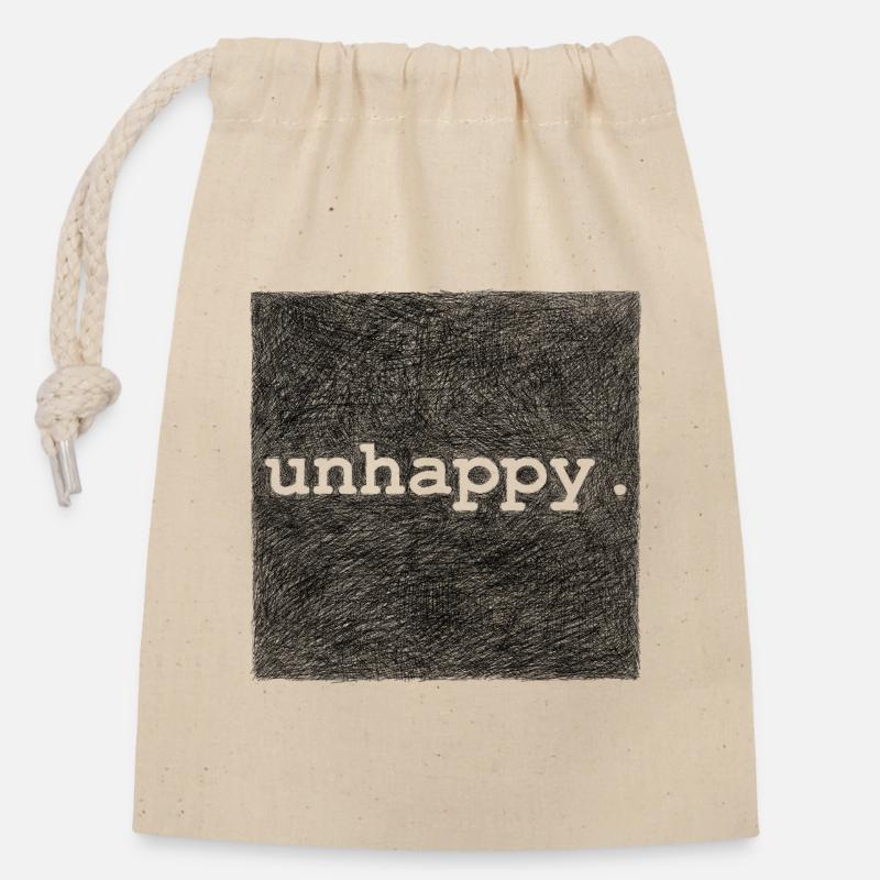 Unhappy - alpha version  - Sac cadeau en coton avec cordon (14 x 20 cm) - nature