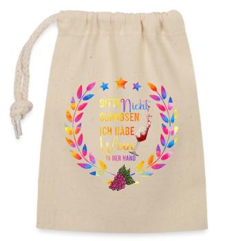 Soirée du vin coloré Dicton - Sac cadeau en coton avec cordon (14 x 20 cm) - nature - Devant
