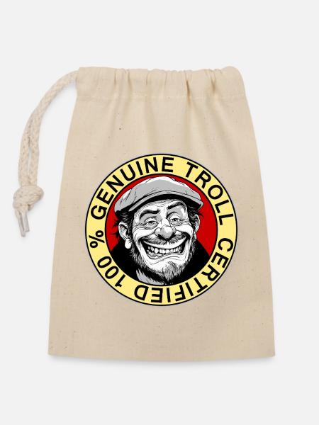 Echtes Troll-zertifiziertes Abzeichen - Verschließbarer Geschenkbeutel aus Baumwolle (14x20cm) - Natur