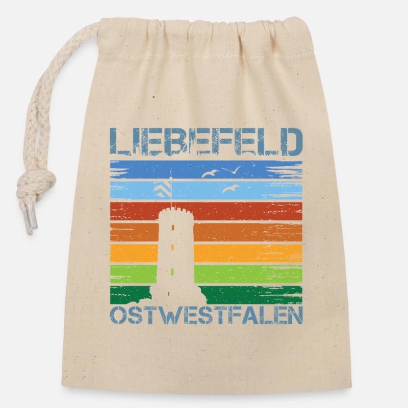 Liebefeld ❤ Sparrenburg - Closable cotton gift bag (14x20cm) - nature