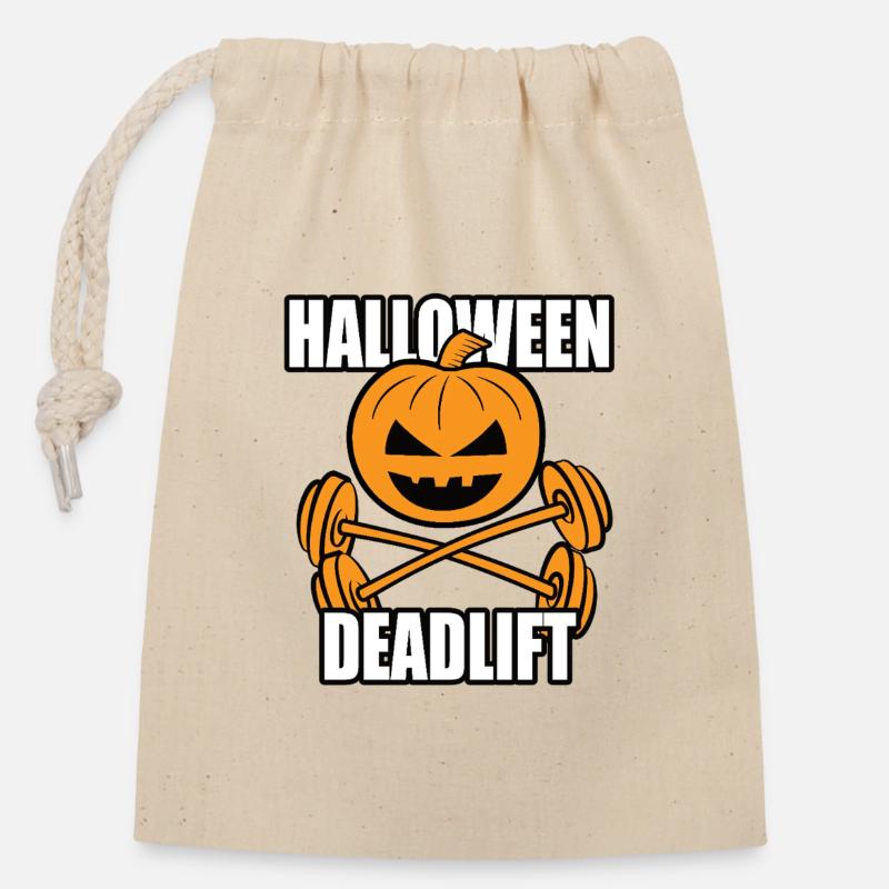 Kreuzheben - HALLOWEEN - Verschließbarer Geschenkbeutel aus Baumwolle (14x20cm) - Natur