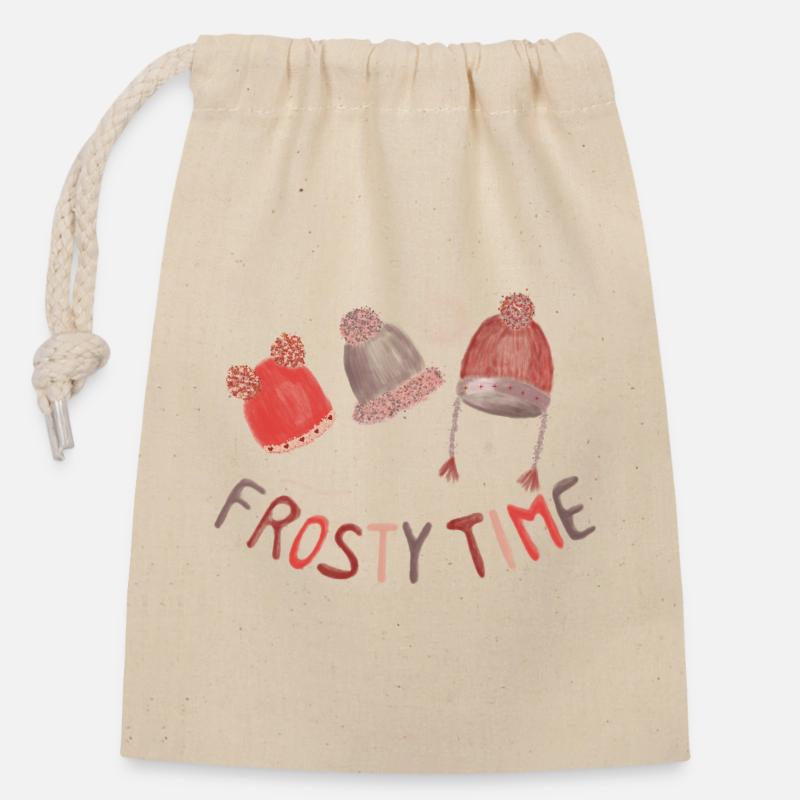 Frosty time - cozy winter vibes - Closable cotton gift bag (14x20cm) - nature