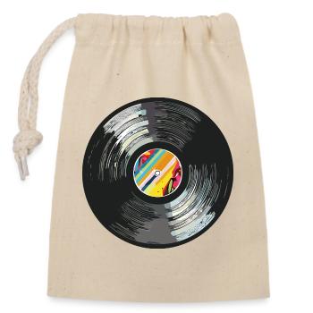 Vinyl_6 - Sac cadeau en coton avec cordon (14 x 20 cm) - nature - Devant