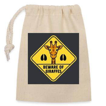 Giraffe Warning Sign - Closable cotton gift bag (14x20cm) - nature - Front