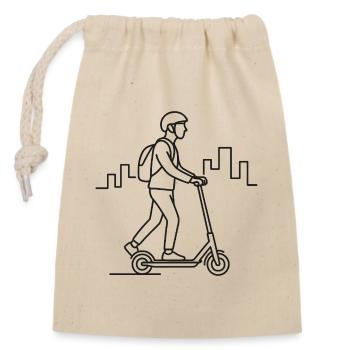 Croquis du conducteur d’un scooter électrique – Design urbain - Sac cadeau en coton avec cordon (14 x 20 cm) - nature - Devant