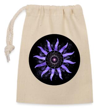 Konzentrische astrale violette Sonne - Verschließbarer Geschenkbeutel aus Baumwolle (14x20cm) - Natur - Vorne