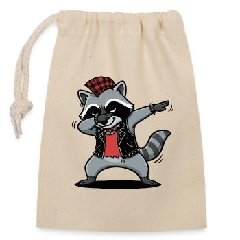 Punk Rock Raccoon – DAB Move in Comic Style - Closable cotton gift bag (14x20cm) - nature - Front