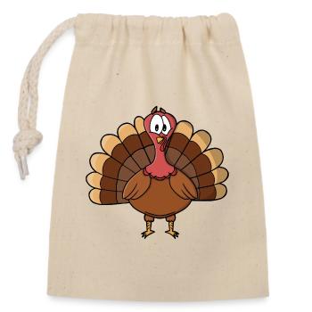 Turkey with Wide Tail - Closable cotton gift bag (14x20cm) - nature - Front