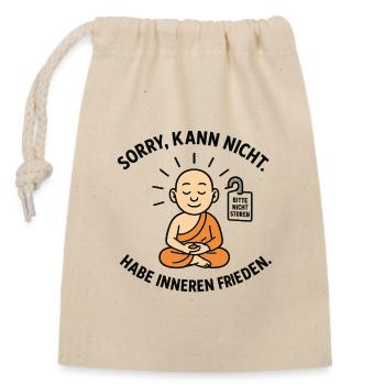 Innerer Frieden Mönch Spruch - Verschließbarer Geschenkbeutel aus Baumwolle (14x20cm) - Natur - Vorne
