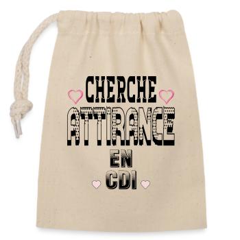 Cherche Attirance en CDI - Sac cadeau en coton avec cordon (14 x 20 cm) - nature - Devant