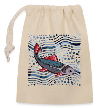 poisson - Sac cadeau en coton avec cordon (14 x 20 cm) - nature - Devant