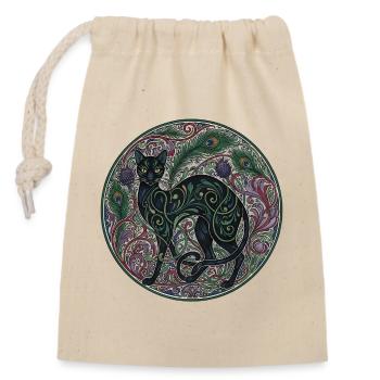 Interwoven Night Cat Ornamental Circle - Closable cotton gift bag (14x20cm) - nature - Front