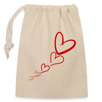 Linear Red Hearts - Closable cotton gift bag (14x20cm) - nature - Front