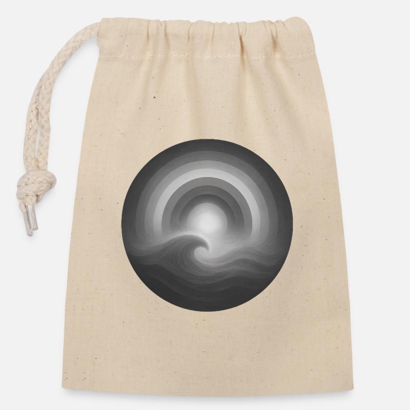 Horizon Circulaire et Vague Lumineuse - Sac cadeau en coton avec cordon (14 x 20 cm) - nature