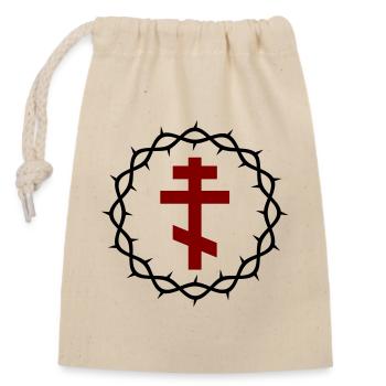Croix orthodoxe et couronne d’épines - Sac cadeau en coton avec cordon (14 x 20 cm) - nature - Devant