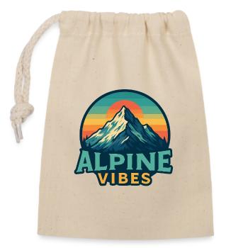 Alpine Vibes Motif Montagne Rétro Coucher de soleil - Sac cadeau en coton avec cordon (14 x 20 cm) - nature - Devant