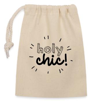 "holy chic" - Closable cotton gift bag (14x20cm) - nature - Front