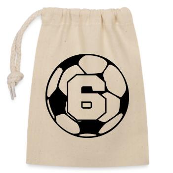 Numéro 6 football - 6e anniversaire  - Sac cadeau en coton avec cordon (14 x 20 cm) - nature - Devant