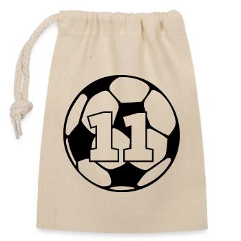 Number 11 football - 11th anniversary - Closable cotton gift bag (14x20cm) - nature - Front