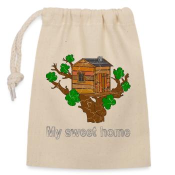 Treehouse - Closable cotton gift bag (14x20cm) - nature - Front