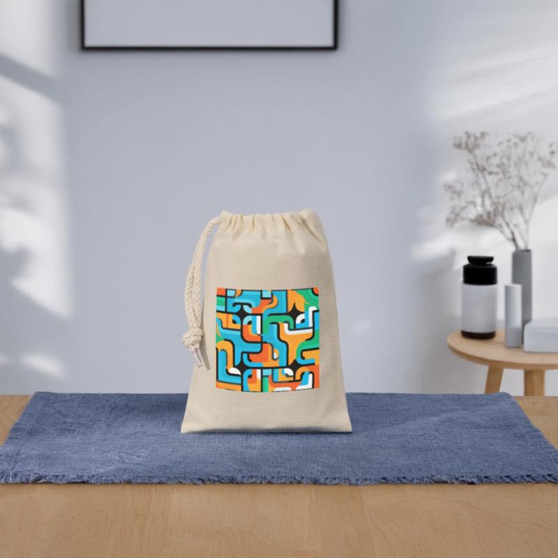 Colored Mesh Pattern Abstract Closable cotton gift bag (14x20cm)