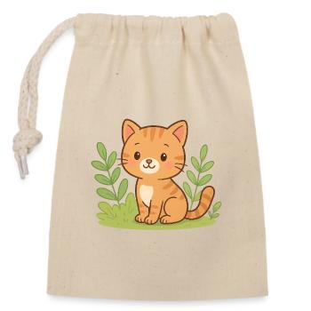 Cuddly kitten in the green - Closable cotton gift bag (14x20cm) - nature - Front