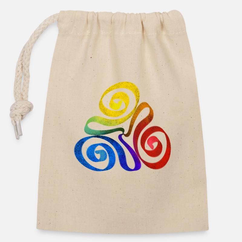 Rainbow triangle spiral - Closable cotton gift bag (14x20cm) - nature