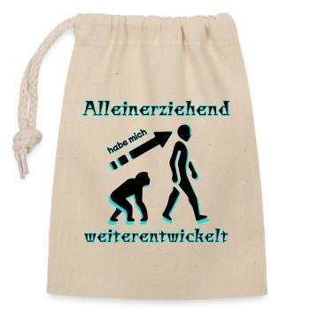 Single parent have developed me Spruch - Closable cotton gift bag (14x20cm) - nature - Front