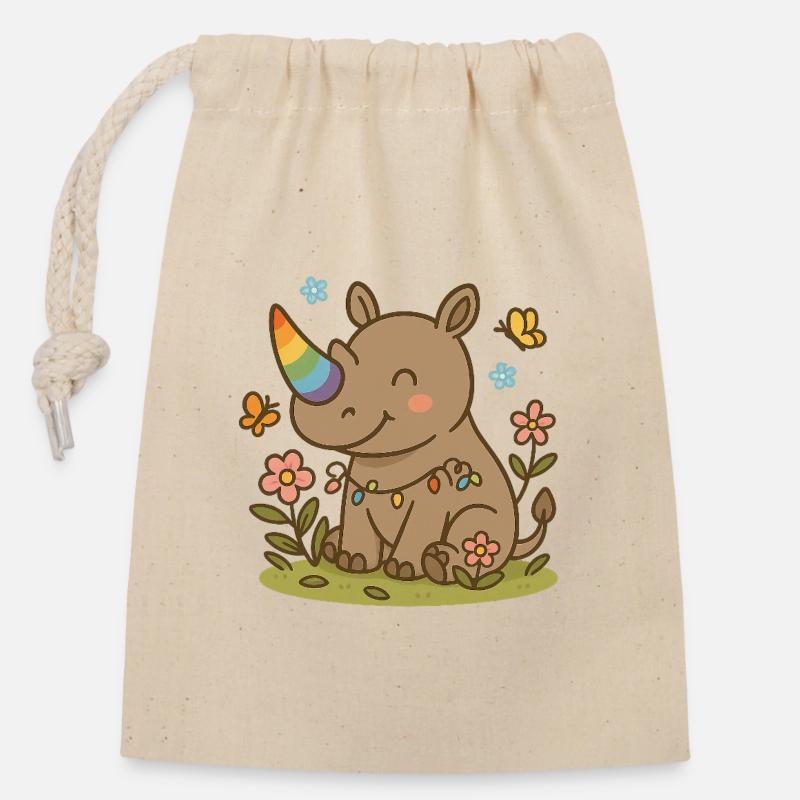 Spring_Rhino_Rhinova_Seasons_Collection - Closable cotton gift bag (14x20cm) - nature