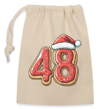 48 Number Biscuit Christmas - Closable cotton gift bag (14x20cm) - nature - Front