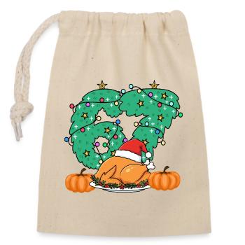 Gobble Christmas Roast Wreath number 67 thankfull - Closable cotton gift bag (14x20cm) - nature - Front