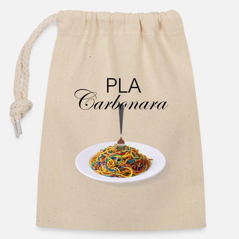 PLA Carbonara - Closable cotton gift bag (14x20cm) - nature