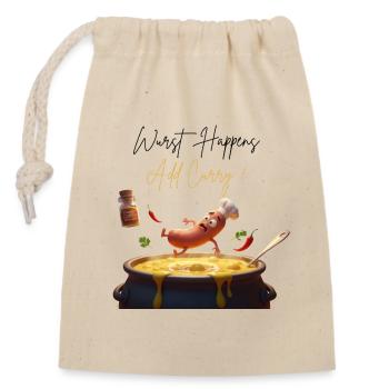 Sausage arrive, ajoutez du curry ! - Sac cadeau en coton avec cordon (14 x 20 cm) - nature - Devant