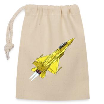 Croquis de chasseur à réaction jaune - Sac cadeau en coton avec cordon (14 x 20 cm) - nature - Devant