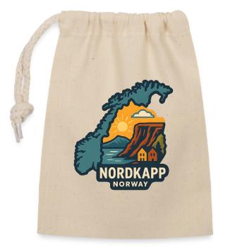 Sonnenuntergang am Nordkap bei Klippan in Norwegen - Verschließbarer Geschenkbeutel aus Baumwolle (14x20cm) - Natur - Vorne