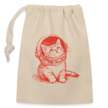 Astro Kitty - Closable cotton gift bag (14x20cm) - nature - Front